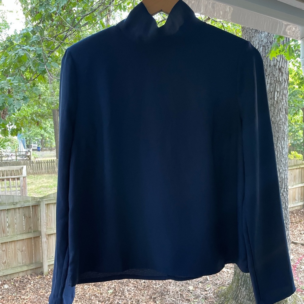 ASOS navy blue top with shoulder pads